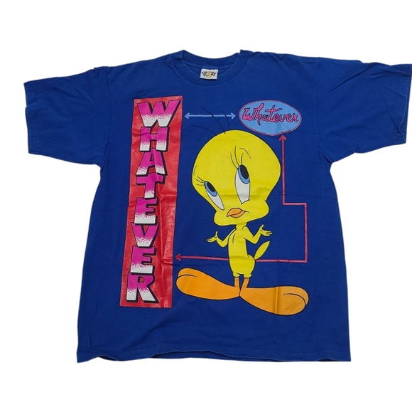 Warner Bros. Tops - Vintage, 1996 Looney Tunes, Blue Tweety Graphic T-Shirt, Whatever